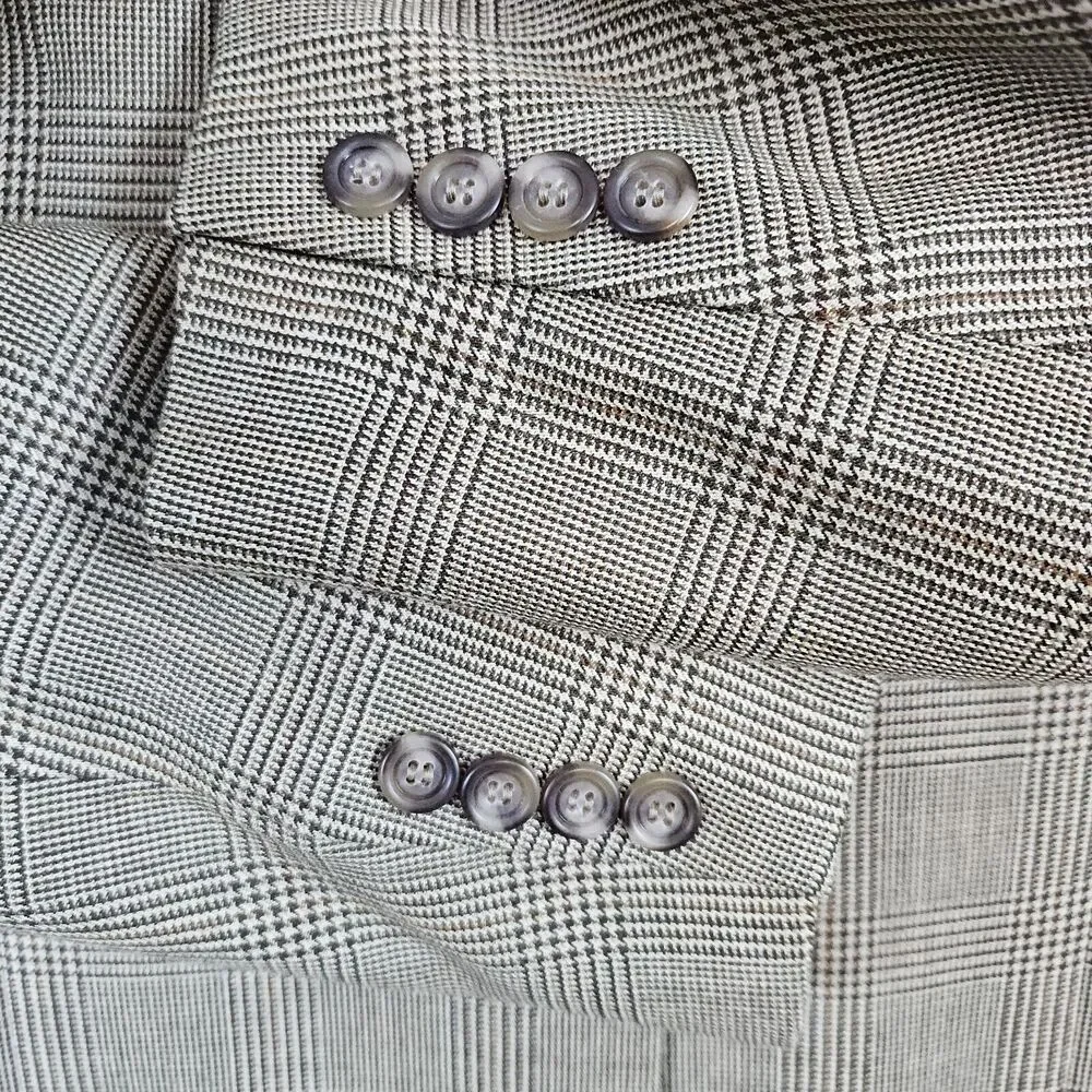 Jos A Bank Men's Size 42R Beige Windowpane Blazer/Sport Coat/Suit Jacket SPOT‎
